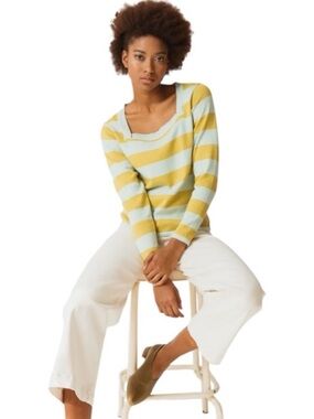 NWT SKFK Nona Organic Cotton Square Neck Striped Sweater Size 6 Fair Trade